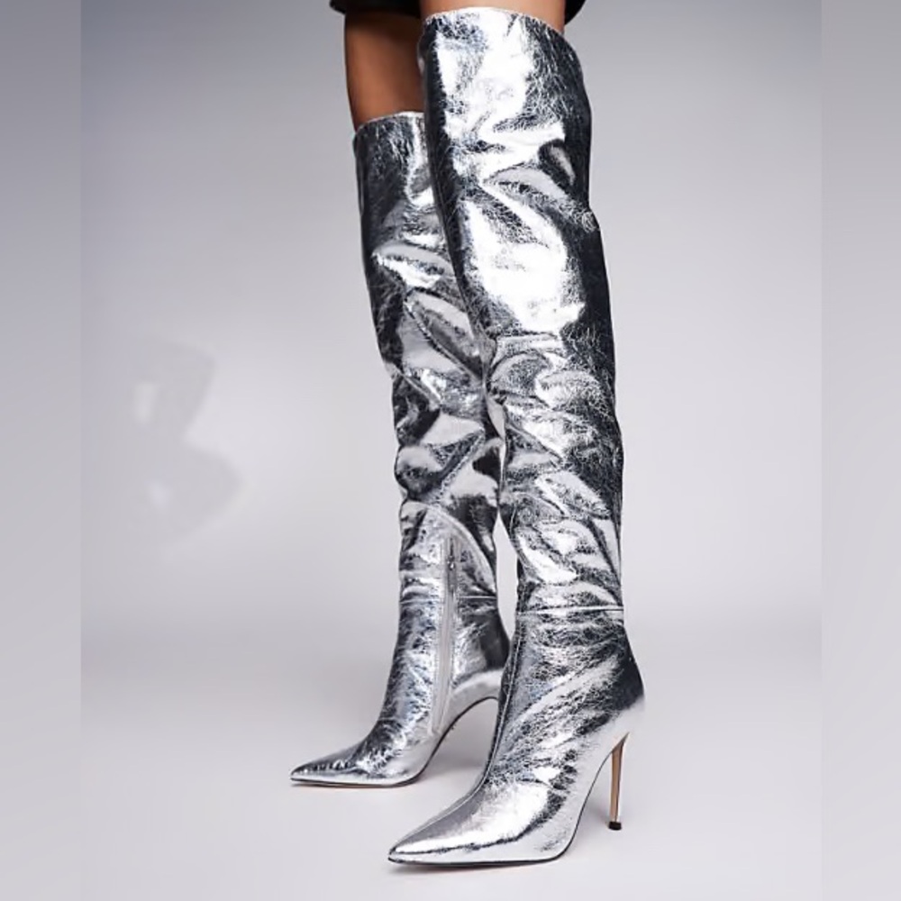 Steve Madden Silver Knee-High Women's Boots